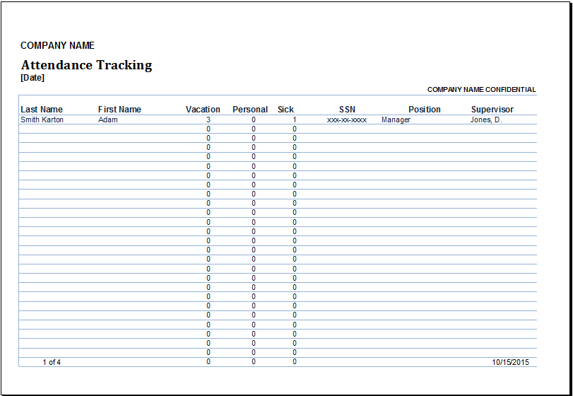 employee tracking template
