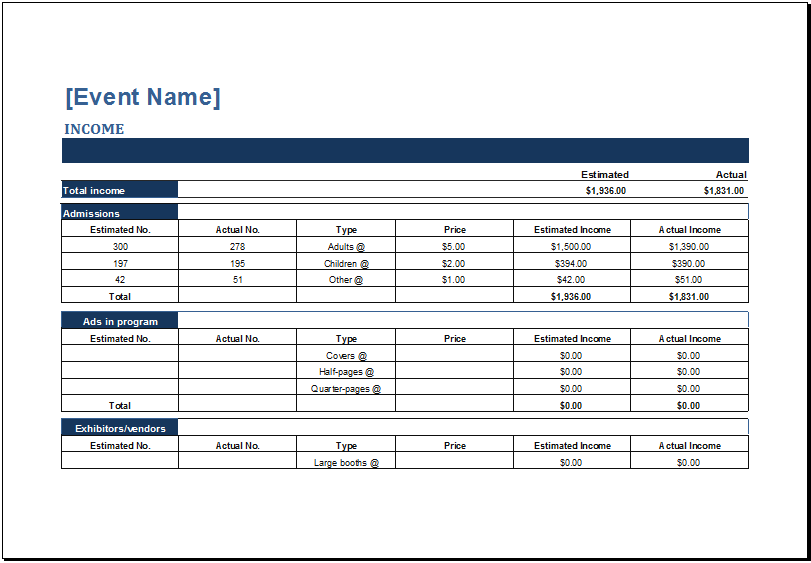 Microsoft Excel Simple Budget Template