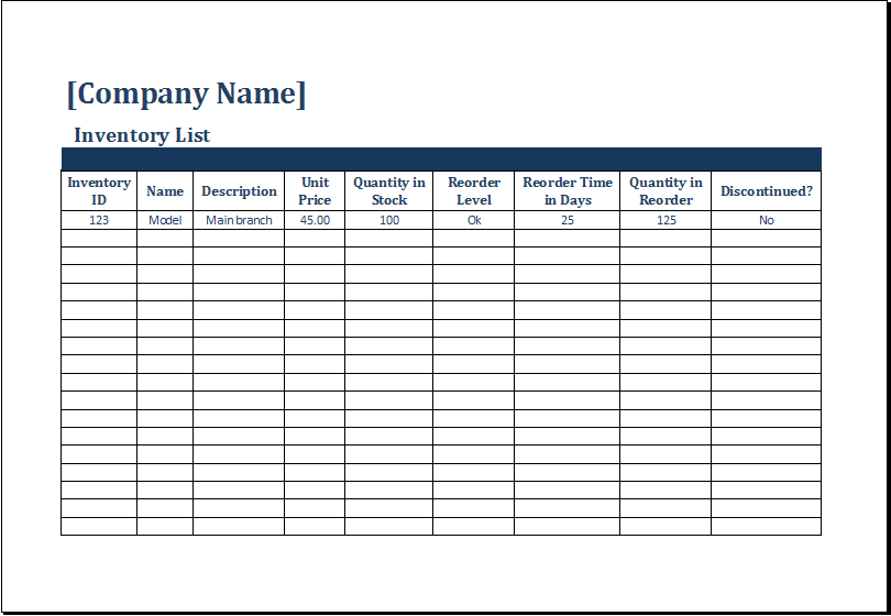 MS Excel Printable Inventory Count Sheet Template Excel Templates
