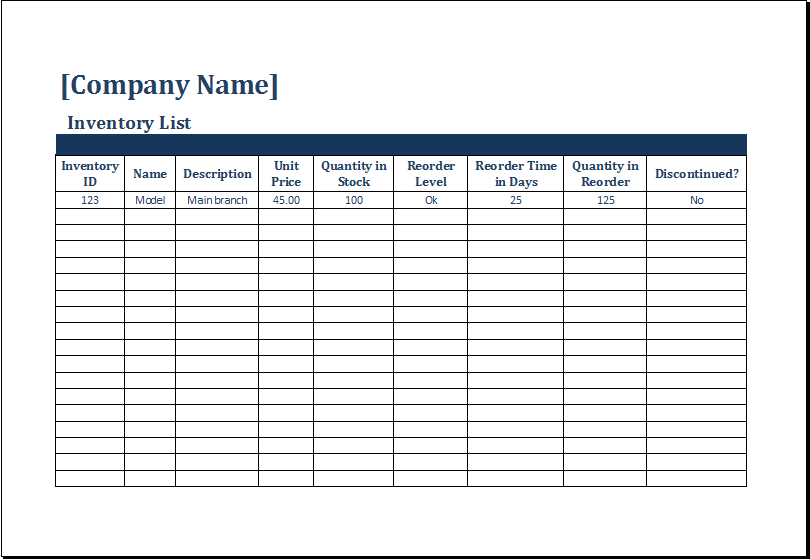 Printable Inventory Count Sheet