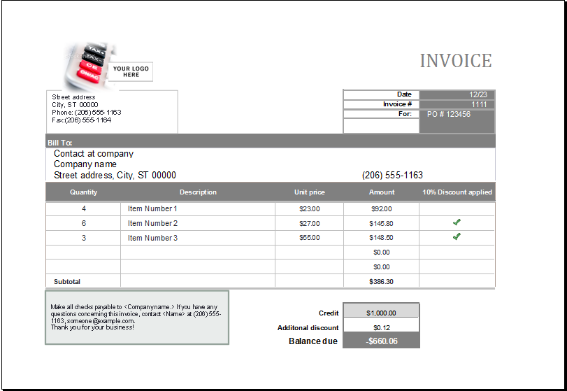 Microsoft Excel Bill Of Materials Template