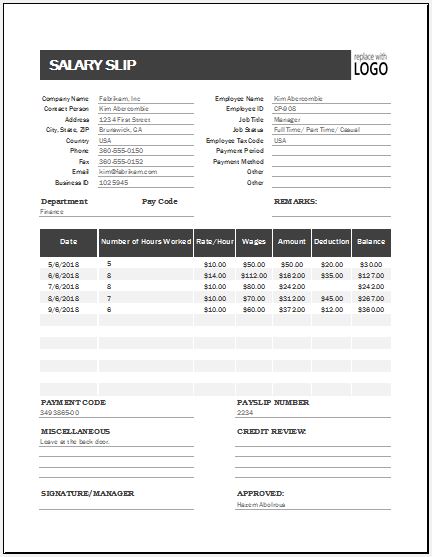 Payslip Change Template