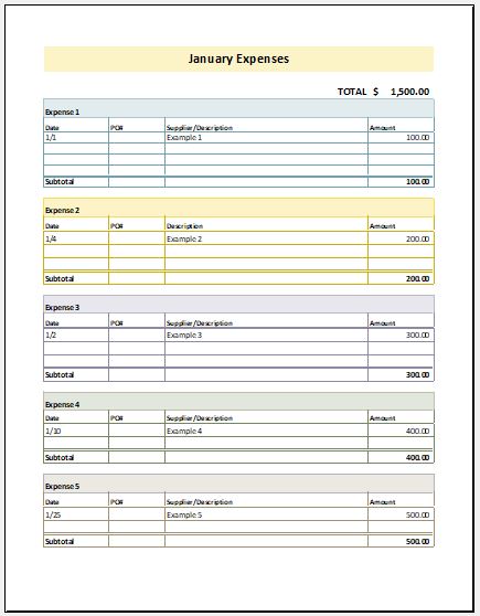 Monthly Expense Report Template Excel