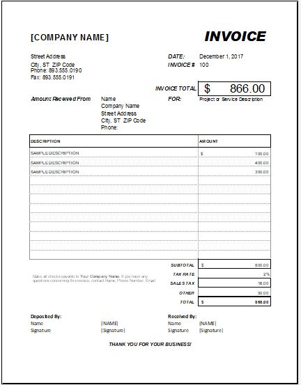 Advance Payment Invoice for MS Excel Template | Excel Templates