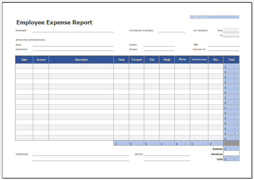 Excel Template Expense Report from www.xltemplates.org