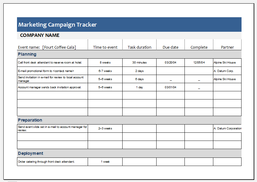 Marketing Campaign Tracker Excel Template Excel Templates