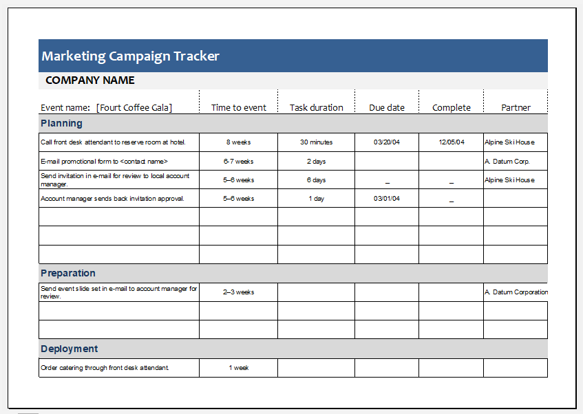 Campaign Tracker Template