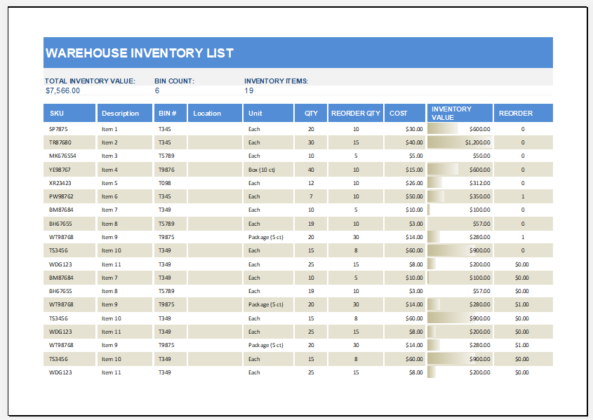 warehouse inventory