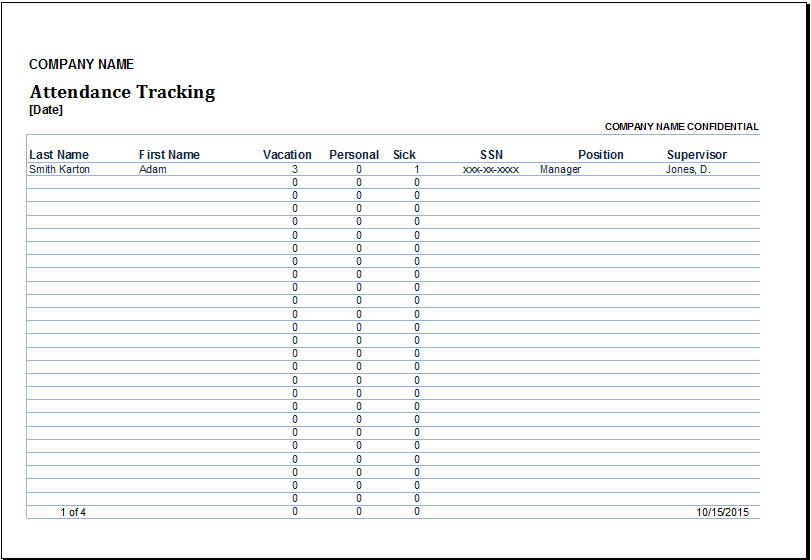 Excel Employee Attendance Tracker Template | Excel Templates