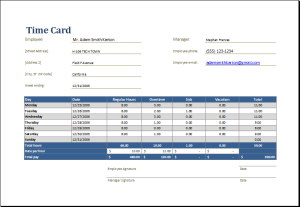 employee time card template