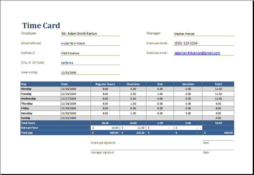 Employee Timecard Template from www.xltemplates.org