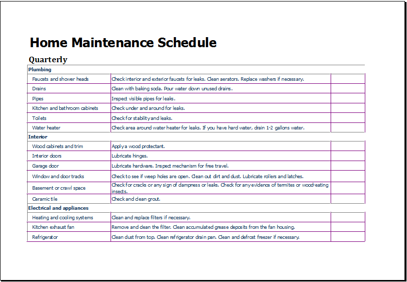Home Maintenance Schedule Templates 10 Free Xlsx Docs PDF Formats Samples Examples Home Maintenance Schedule Templates 10 Free Xlsx Docs PDF Formats Samples Examples