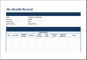 personal medical health record template