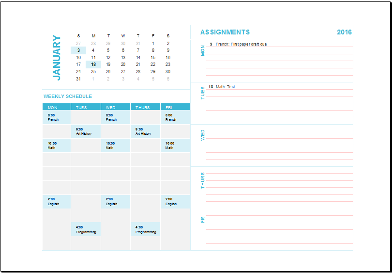 MS Excel Weekly Task Planning Calendar Template Excel Templates