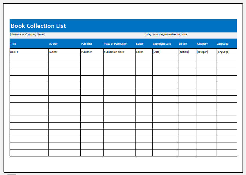 Printable Book Inventory Template for Excel | Download File
