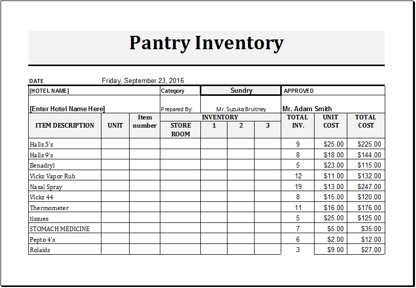 excel home inventory template