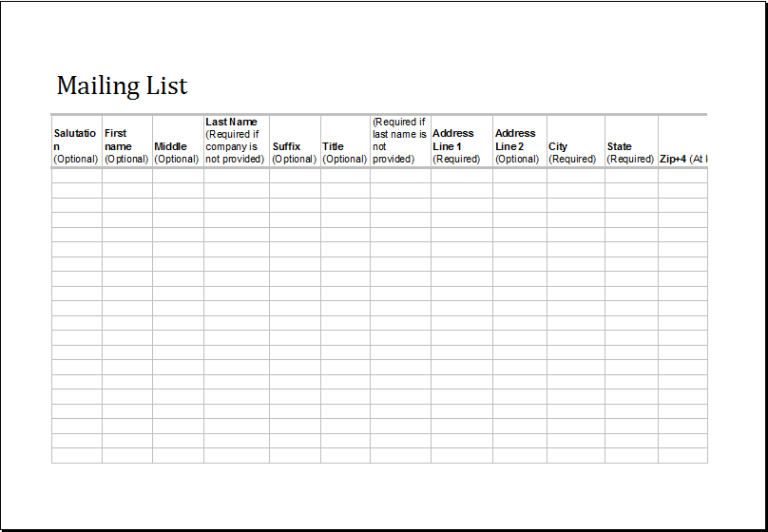 Excel Mailing List Fully Customizable Template Excel Templates