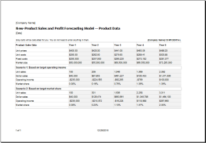 new product sale and profit forecating model