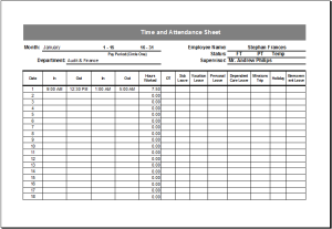 time and attendance sheet template
