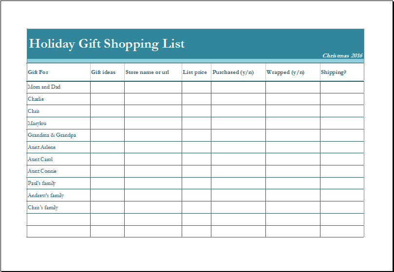 Christmas List Template Excel from www.xltemplates.org