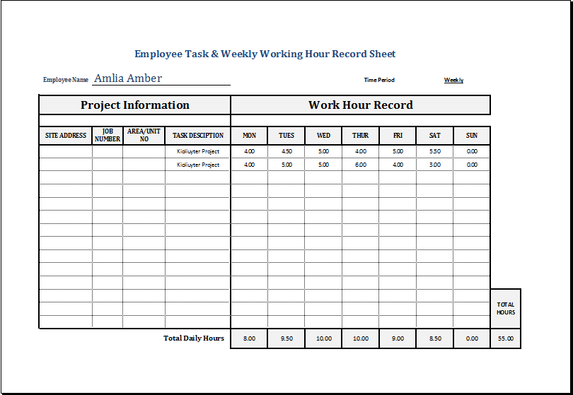 Work Hours Template from www.xltemplates.org