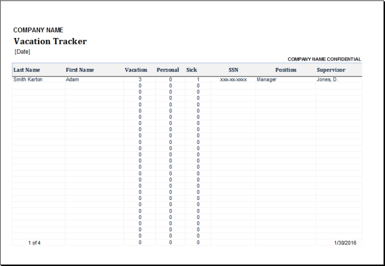 Employee Vacation Tracker Template for Excel | Excel Templates
