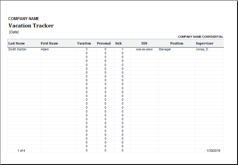 Leave Tracker Excel Template from www.xltemplates.org