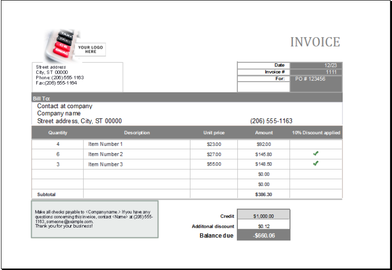 Editable Printable MS Excel Format Sales Invoices Excel Templates