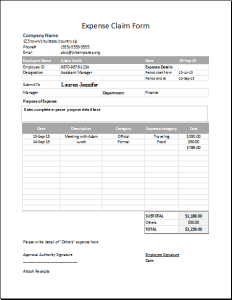 Expense Claim Form Template for Excel | Excel Templates