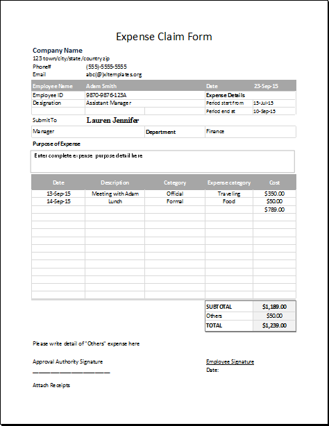 Expense Claim Form Template Microsoft Office from www.xltemplates.org