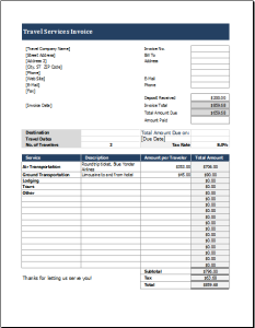 travel service invoice template
