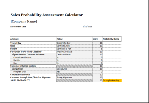 Sales probability assessment calculator