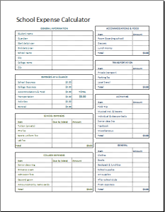 School expense calculator