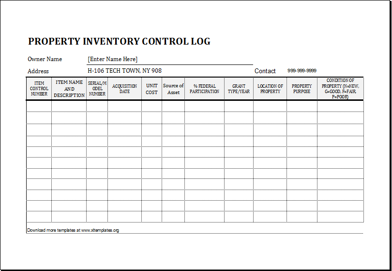 House Inventory Template from www.xltemplates.org