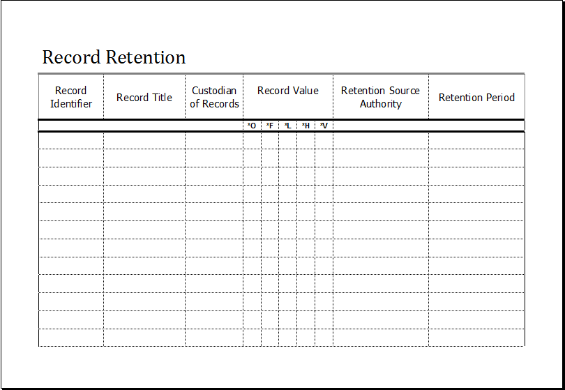 record retention schedule template for excel  excel templates