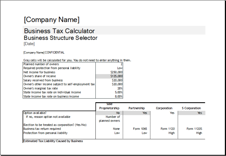 Corporate Tax Calculator Template for Excel Excel Templates