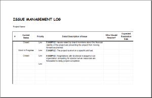 Issue management log