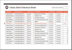 Library Book Checkout Sheet
