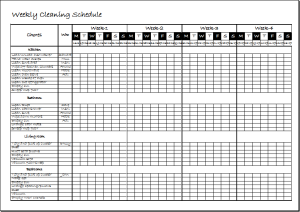 Weekly Clean Up Sheet for family members