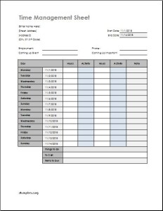 Time management worksheet