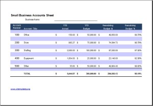 small business accounts sheet