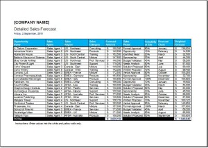 Detailed sales forecast template