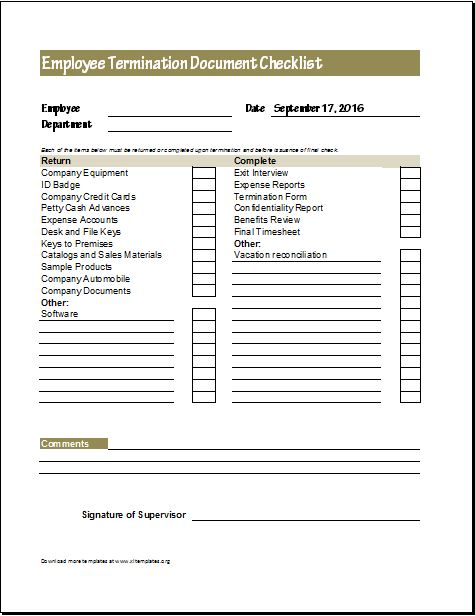 Employment Separation Form Template from www.xltemplates.org