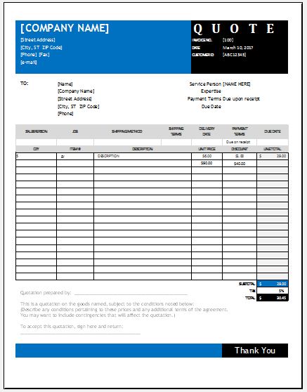 Quotation Excel Template from www.xltemplates.org