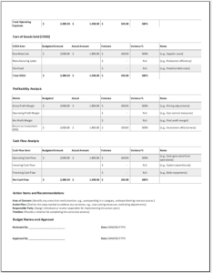 Quarterly Budget Analysis Sheet Template for Excel | Save