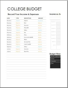 College Budget Management Sheet