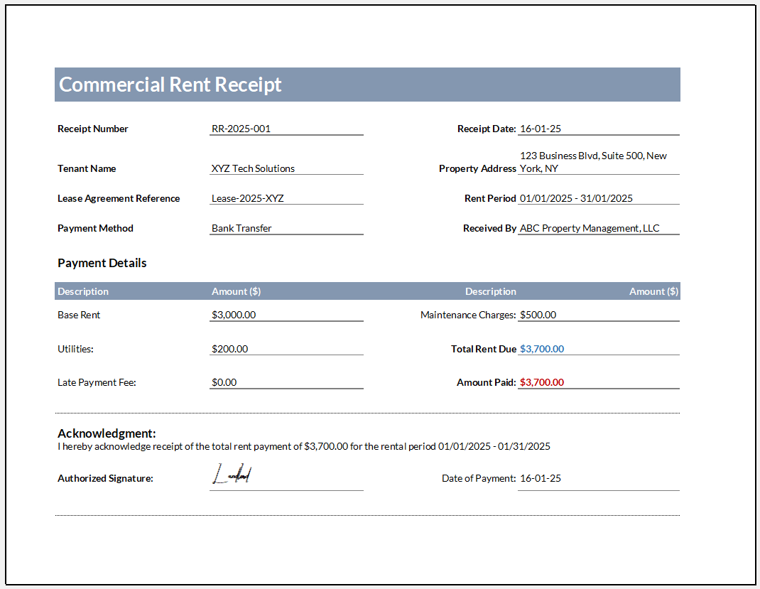 Commercial Rent Paid Form.pdf Various Types of Rent Payment Receipt Templates for MS Excel