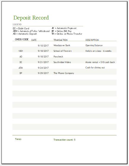 Check Payment And Deposit Register Template from www.xltemplates.org