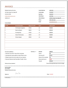 Maintenance Invoice Templates for Excel | Excel Templates