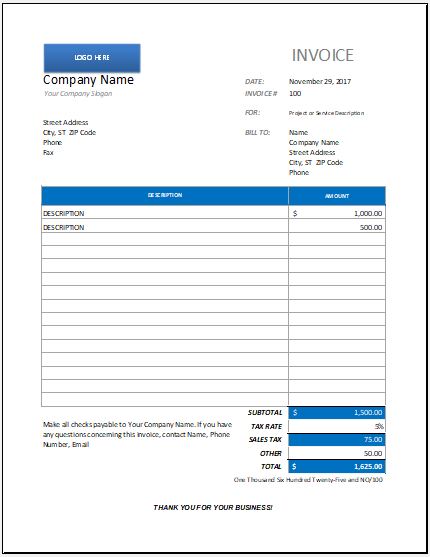 Maintenance Invoice Template Free